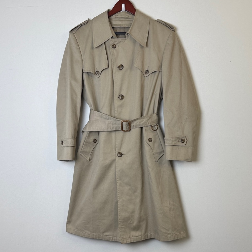 Christian Dior vintage Beige Trench Coat sz L - Picture 2 of 14